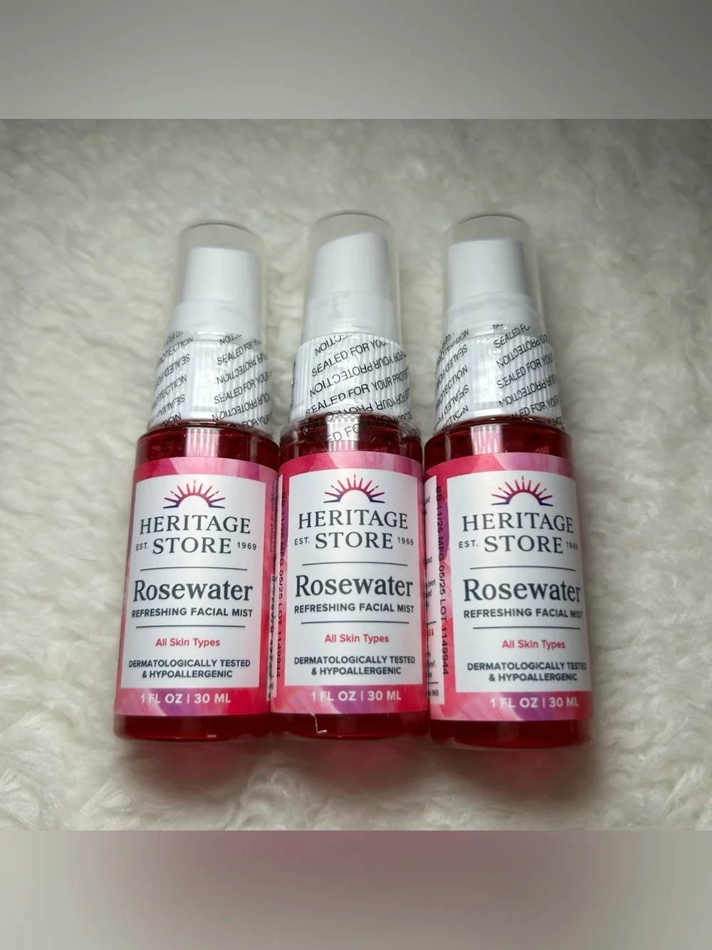 Heritage Store Rose Water Refreshing Facial Mist NEW 3 Pack